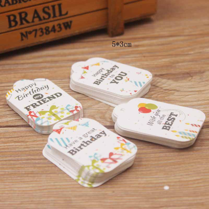 100pcs Happy Birthday Gift Tag Card Printing Label