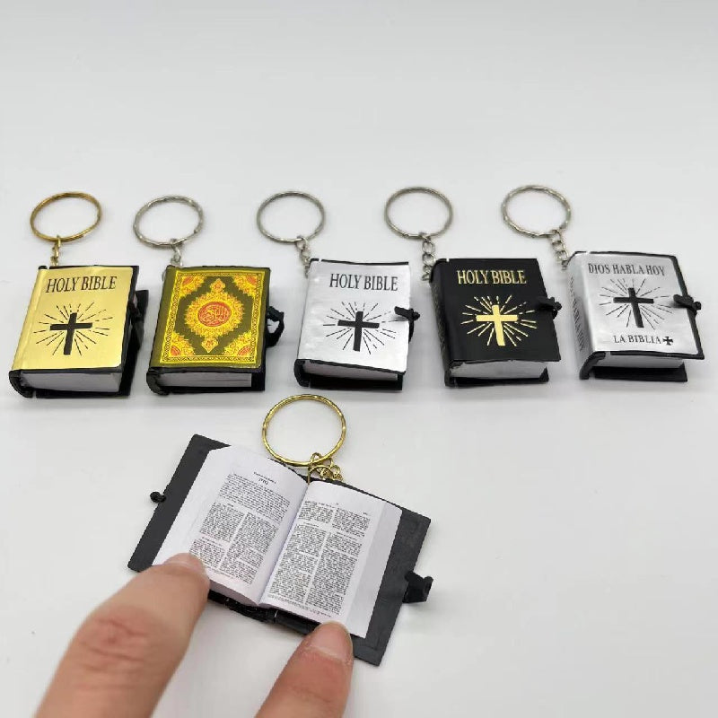 Mini Book Keychain For Men English Christmas Halloween Cross Car Keychain