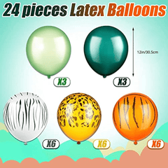 24pcs Jungle Balloons 30 48 Cm Animal Print Balloons