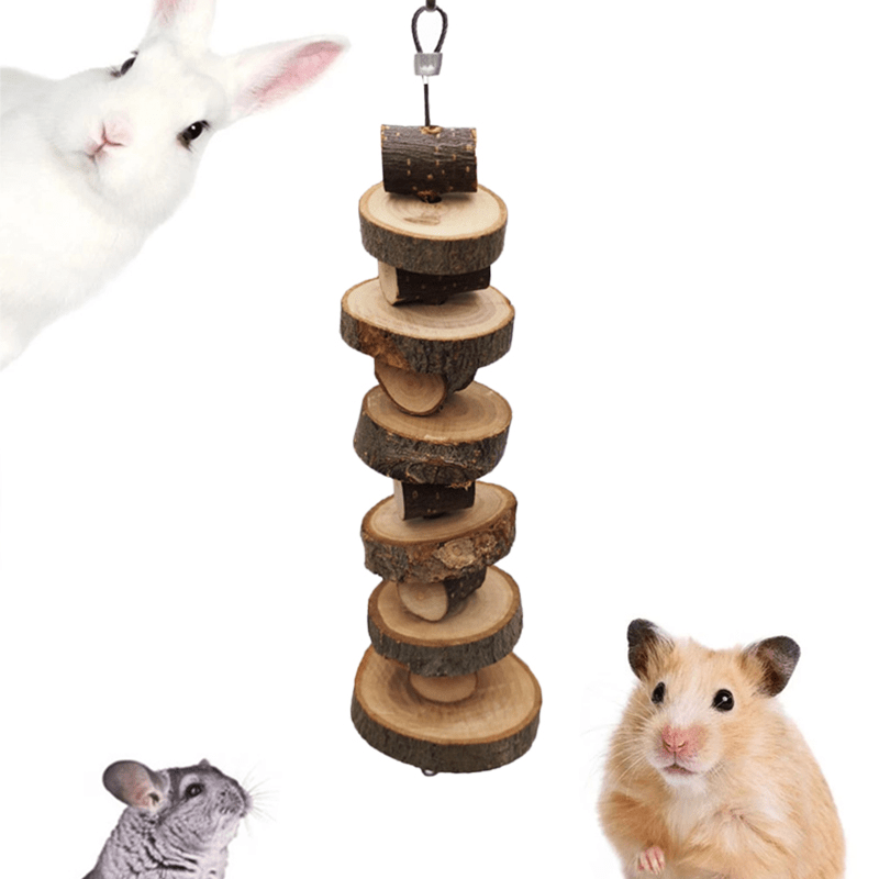 Small Pet Wood Hanging Strings Teeth Grinding Chew Molar Toy