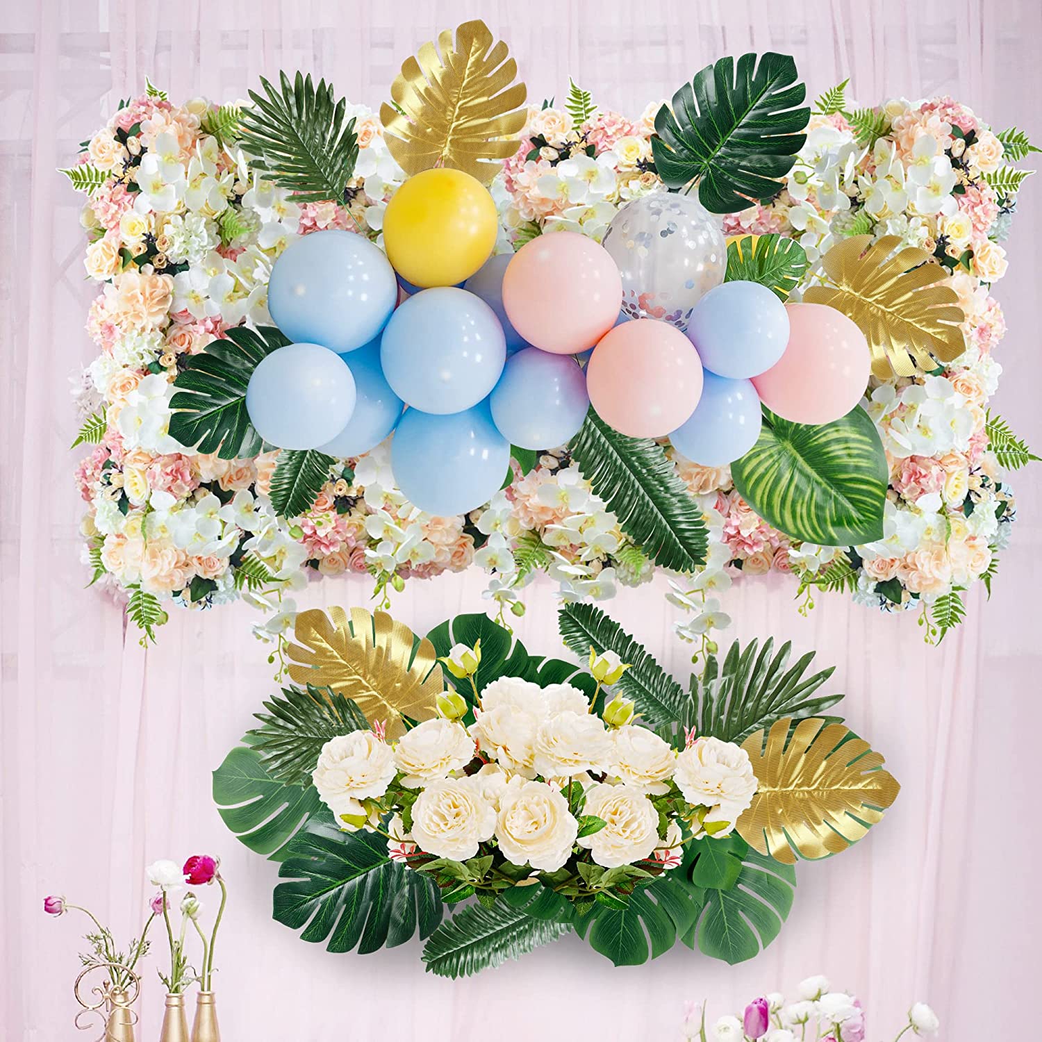 10pcs Tropical Palm Leaves for Luau Beach Table Decor