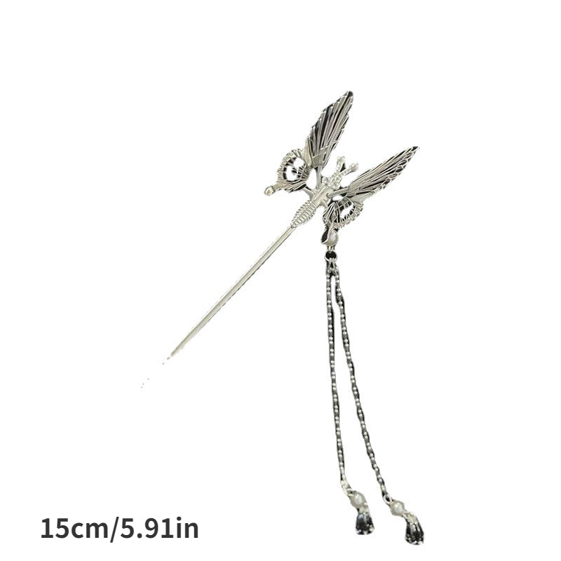 Alloy Butterfly Hairpin with Faux Pearl Pendant