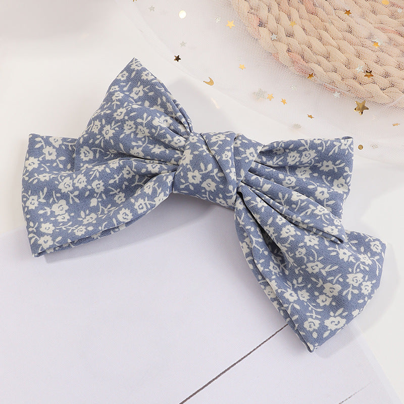 Floral Printed Large Bow Hair Clip Duck Billed Clip for Women Girls