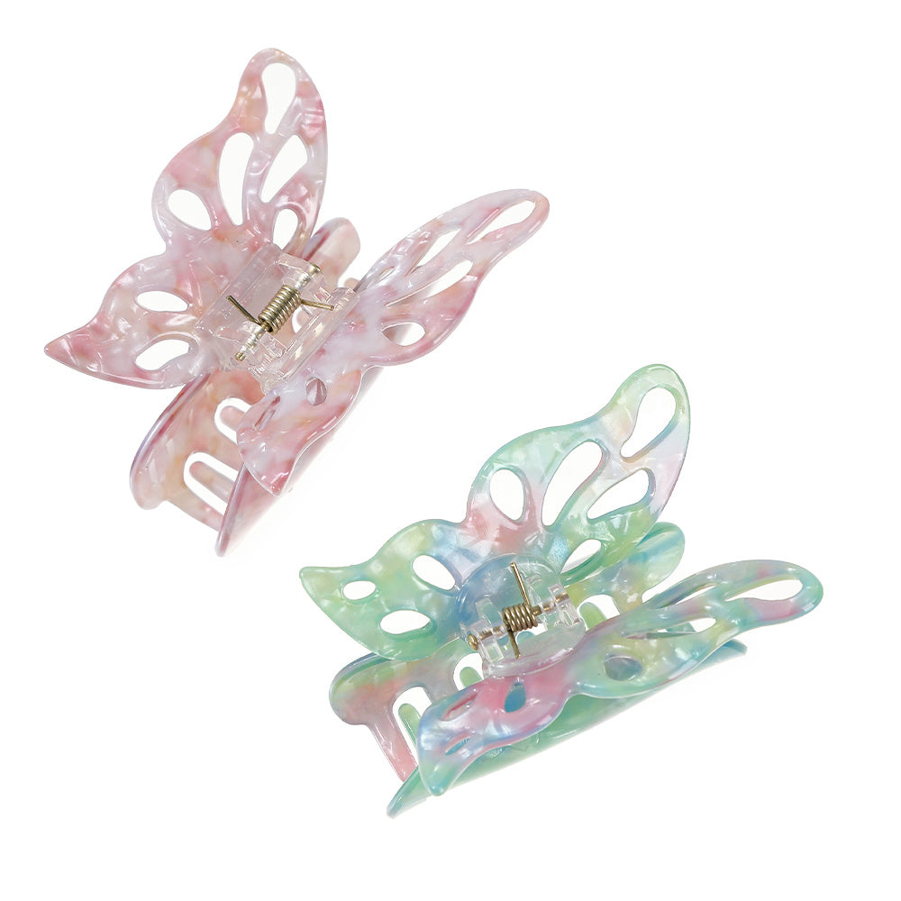 Sweet Acetate Butterfly Hair Claw Women Solid Shark Claw Ponytail Clips