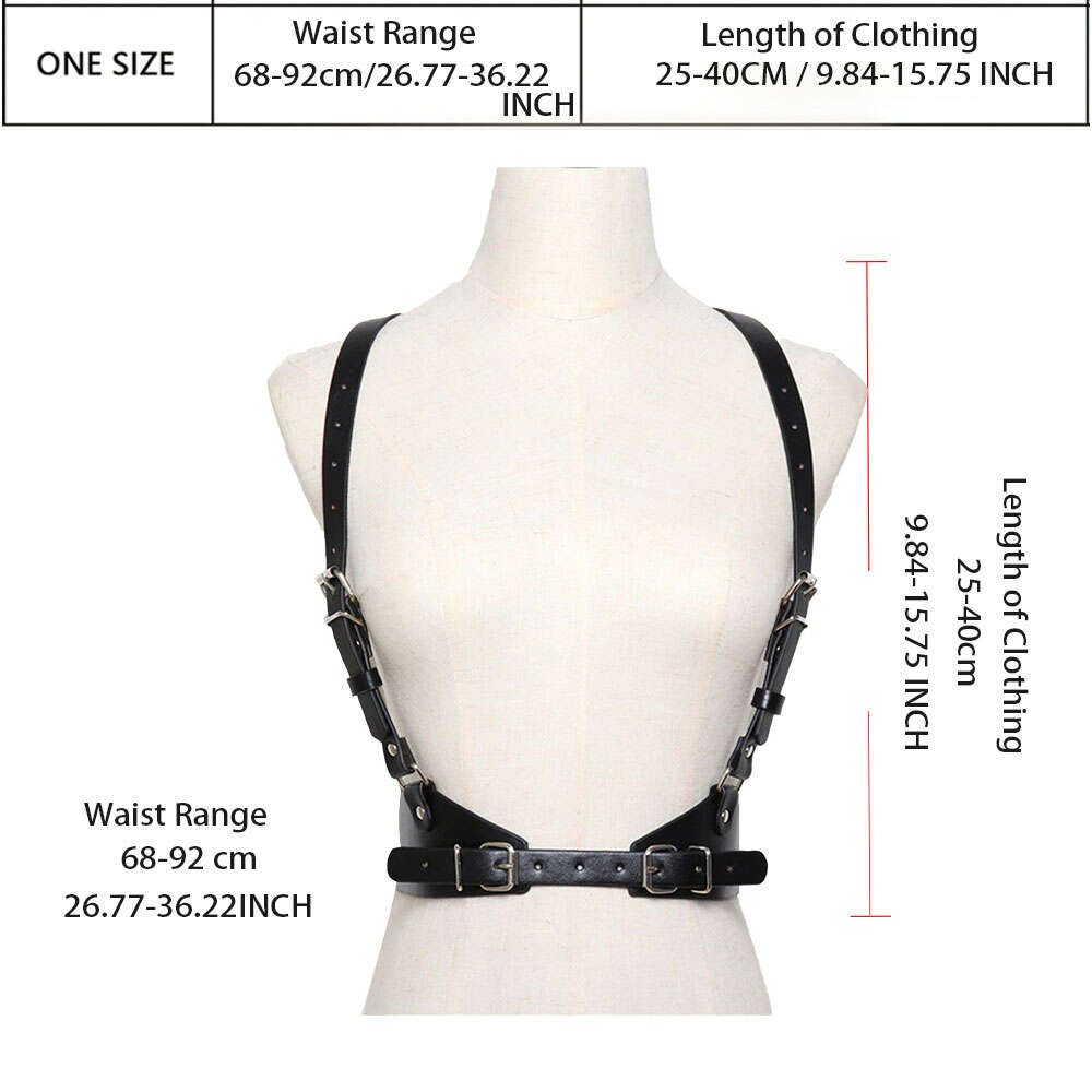 PU Leather Rivet Harness Belt Y2K Waistband Adjustable Gothic Suspenders