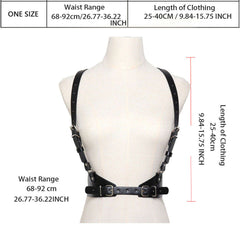 PU Leather Rivet Harness Belt Y2K Waistband Adjustable Gothic Suspenders