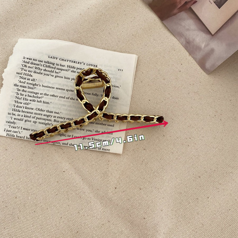 Chain Brimmed Hair Claw Clip Nonslip Hair Shark Claw For Ponytail