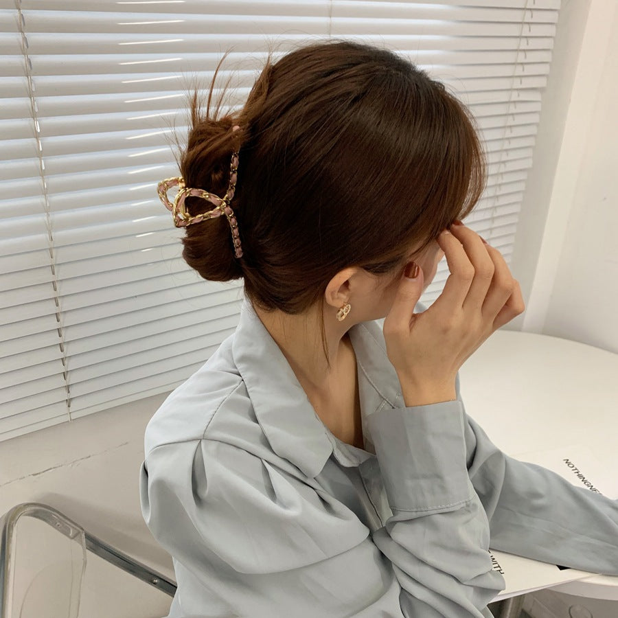 Chain Brimmed Hair Claw Clip Nonslip Hair Shark Claw For Ponytail