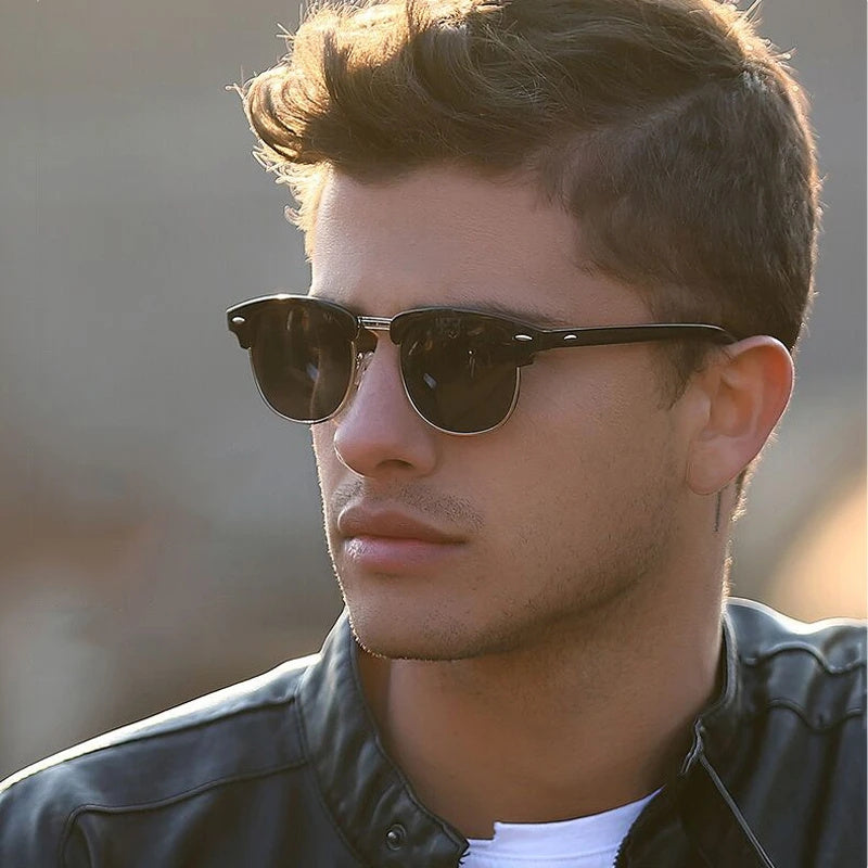 Half Frame Polarized Sunglasses For Men Semi Rimless Glasses
