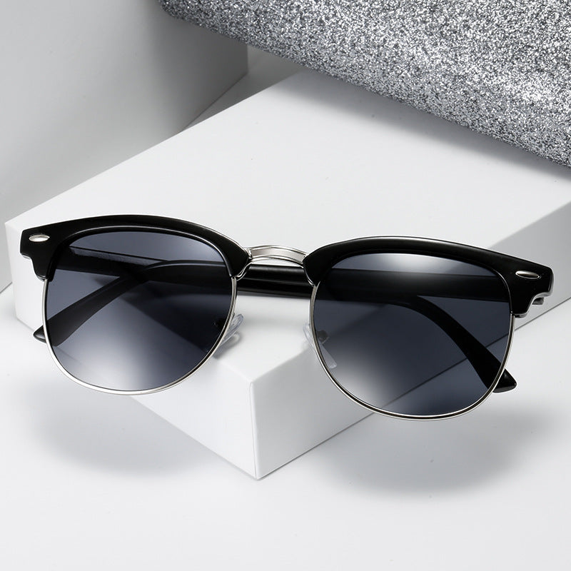 Half Frame Polarized Sunglasses For Men Semi Rimless Glasses