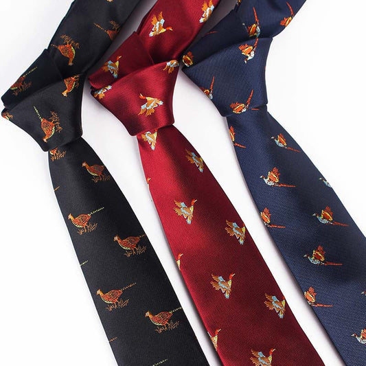Bird Pattern Neck Ties Men's Skinny Neckties For Wedding Party