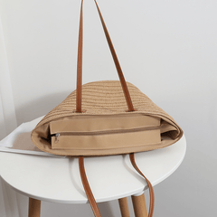 Boho Style Straw Beach Tote Bag Large Capacity Shoulder Bag