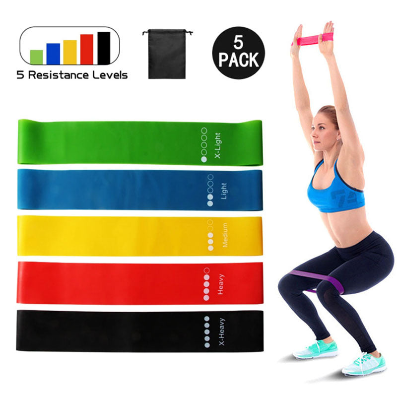 5pcs Rubber Exercise Resistance Bands Fitness Elastic Yoga Pilates Pull Rope