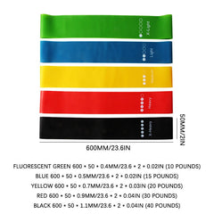 5pcs Rubber Exercise Resistance Bands Fitness Elastic Yoga Pilates Pull Rope