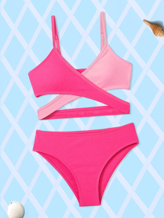 Girls Bikini Set Criss Cross Bathing Suit Two Piece Swimsuit