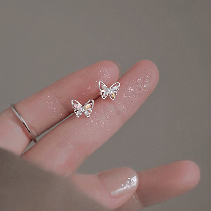 Rhinestone Butterfly Stud Earrings
