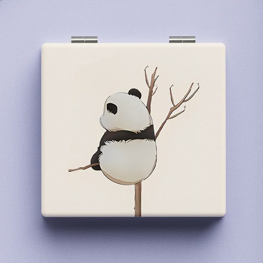 Double Sided Panda Pattern Mirror Compact Portable Makeup Vanity for Girls Teens
