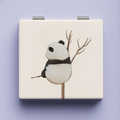 Double Sided Panda Pattern Mirror Compact Portable Makeup Vanity for Girls Teens