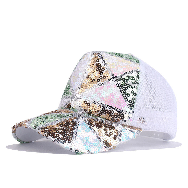 Sequin Plaid Y2K Trucker Hat Mesh Baseball Cap Adjustable Hip Hop Dad Hats