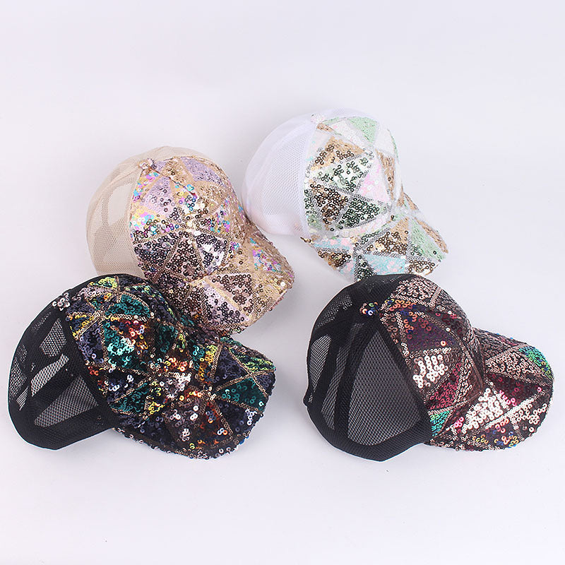 Sequin Plaid Y2K Trucker Hat Mesh Baseball Cap Adjustable Hip Hop Dad Hats