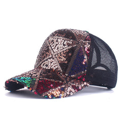 Sequin Plaid Y2K Trucker Hat Mesh Baseball Cap Adjustable Hip Hop Dad Hats
