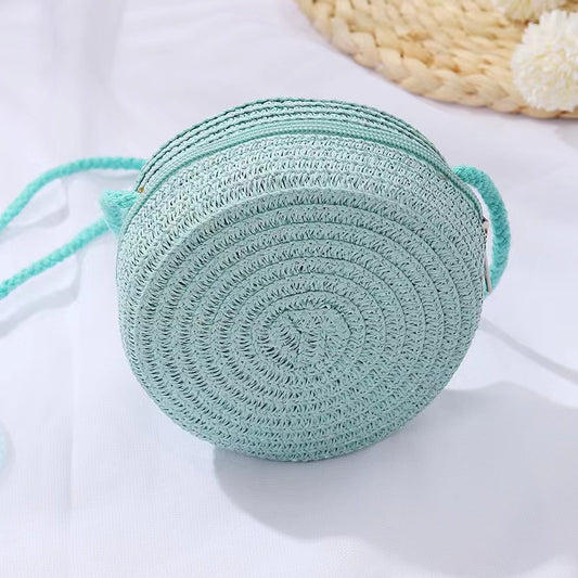 Kids Straw Woven Shoulder Bag for Outdoor Camping