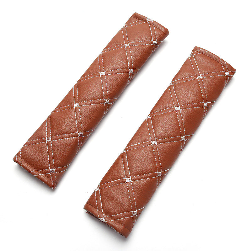 Car Seat Belt Shoulder Cover Pair PU Leather Breathable