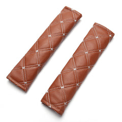 Car Seat Belt Shoulder Cover Pair PU Leather Breathable