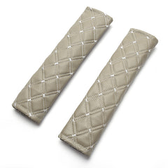 Car Seat Belt Shoulder Cover Pair PU Leather Breathable