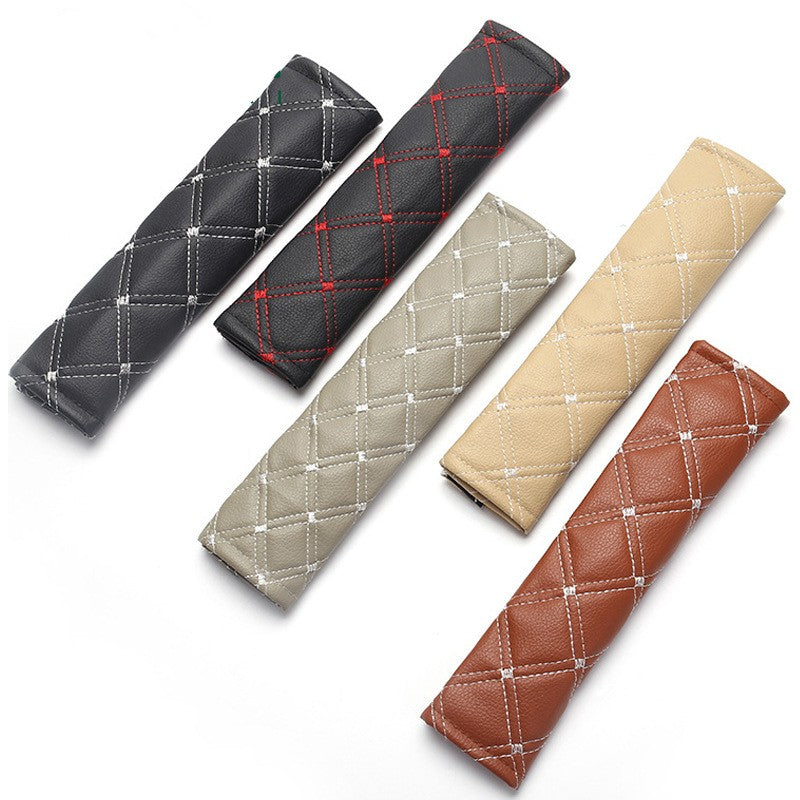 Car Seat Belt Shoulder Cover Pair PU Leather Breathable