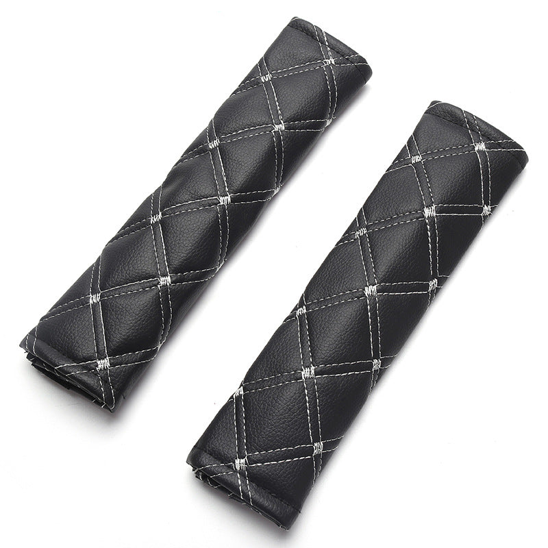Car Seat Belt Shoulder Cover Pair PU Leather Breathable