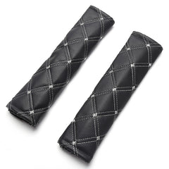 Car Seat Belt Shoulder Cover Pair PU Leather Breathable