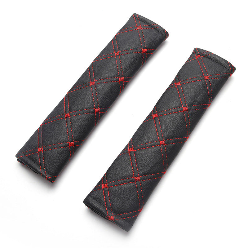 Car Seat Belt Shoulder Cover Pair PU Leather Breathable