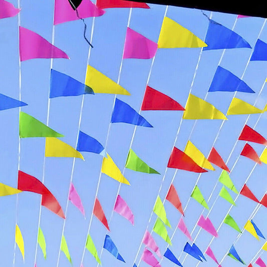 100 Multicolored Triangle Flags Bunting Banner Pennant Outdoor Decoration
