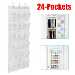 24 Pockets Shoes Organizer Rack Hanging Over The Door