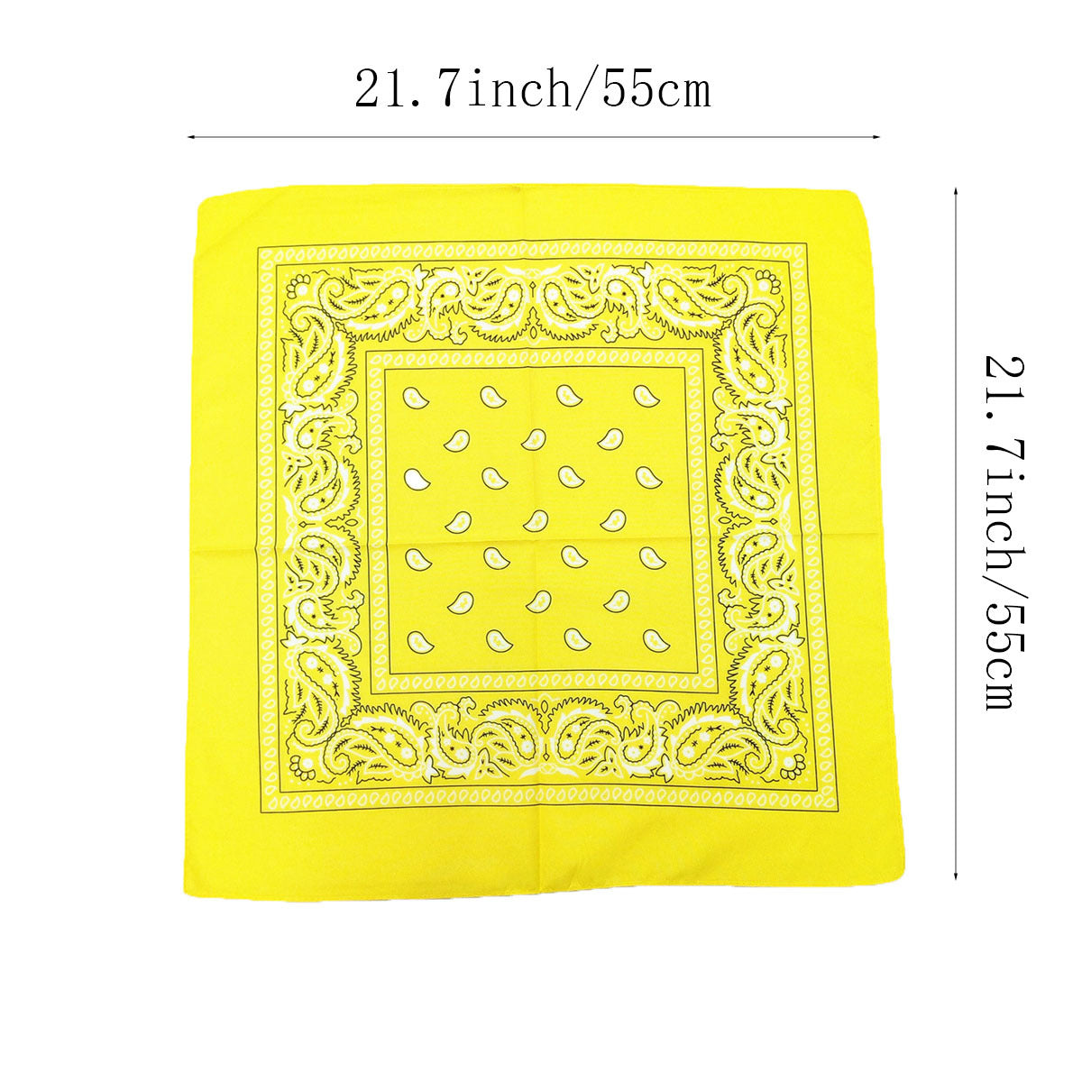 Yellow Paisley Print Bandana 55 Casual Square Scarf Hip Hop Cowboy Cowgirl