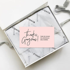 Pink Coated Paper Thank You Card Business Bag Gift Decoration