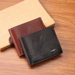 Men's PU Leather Eagle Pattern Short Wallet Multiple Card Slots Purse