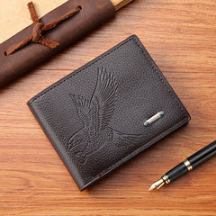 Men's PU Leather Eagle Pattern Short Wallet Multiple Card Slots Purse