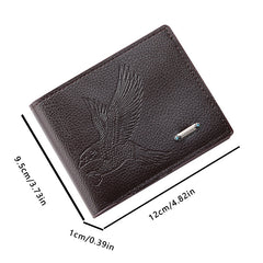 Men's PU Leather Eagle Pattern Short Wallet Multiple Card Slots Purse