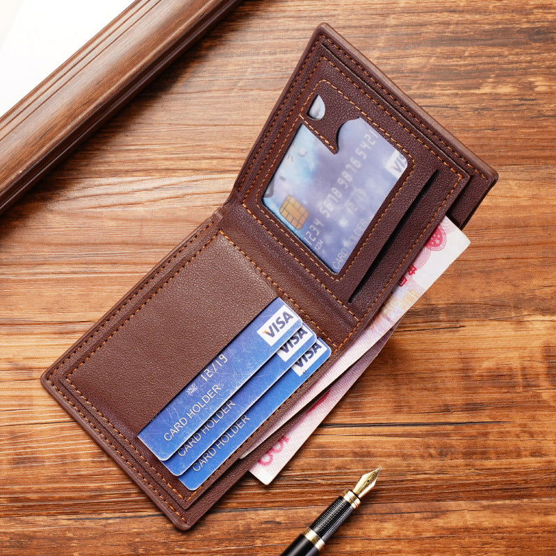 Men's Wallet Casual Money Clip Soft Leather Three-fold