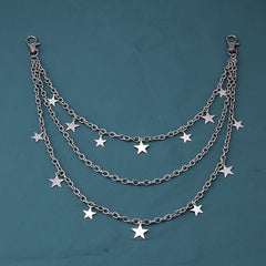 Punk Star Pendant Layered Chains Belt for Skirts Pants