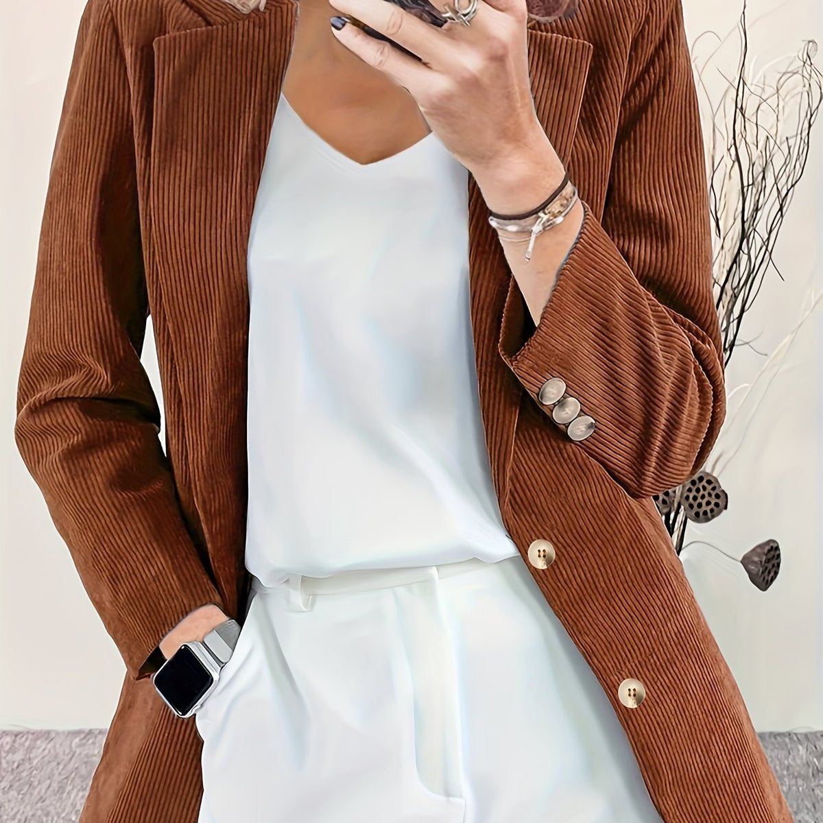  Corduroy Long Sleeve Blazer