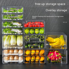 Refrigerator Storage Box Double Layer Drawer Stackable Chicken Duck Storage