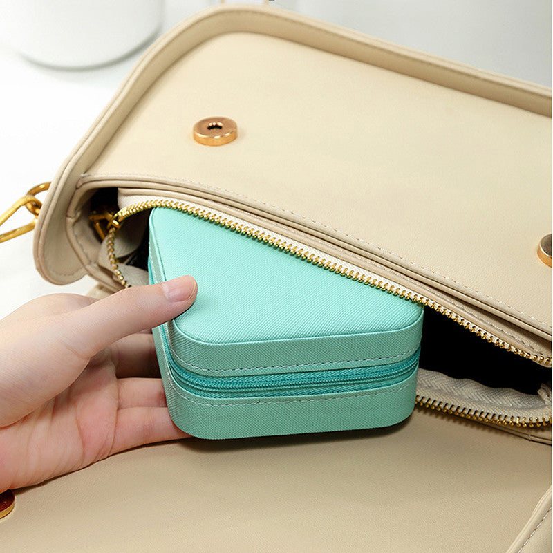 Square Jewelry Organizer Box Portable Earrings Necklace Storage Box