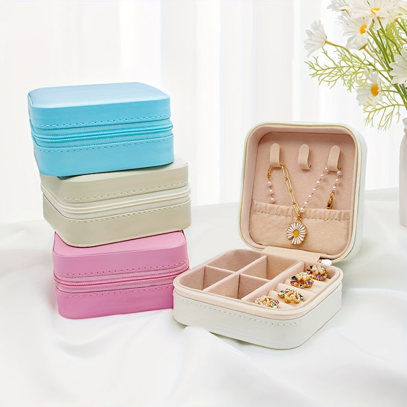 Square Jewelry Organizer Box Portable Earrings Necklace Storage Box