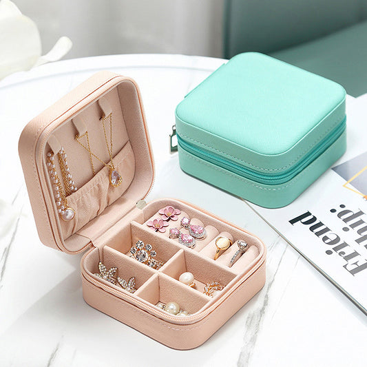 Square Jewelry Organizer Box Portable Earrings Necklace Storage Box