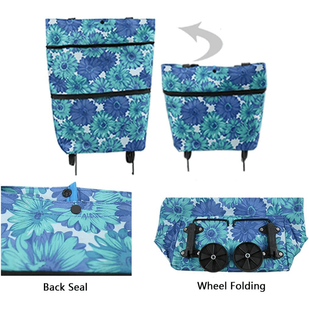 Collapsible Shopping Cart with Wheels Lightweight Portable Durable