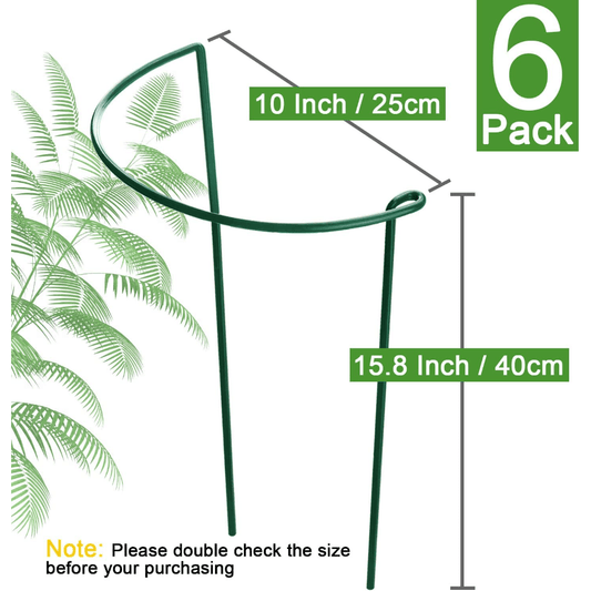 6pcs Tall Plant Support Stakes Metal Half Round Garden Plant Support Peony Cage