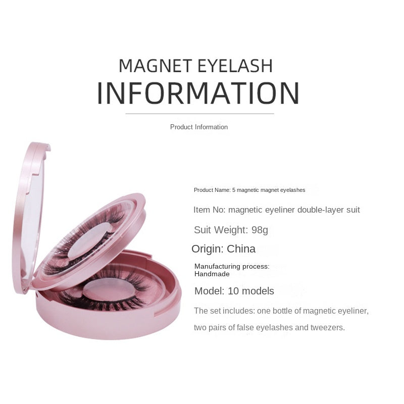 2pairs Magnetic False Lashes Extension Set with Tweezers and Eyeliner Kit